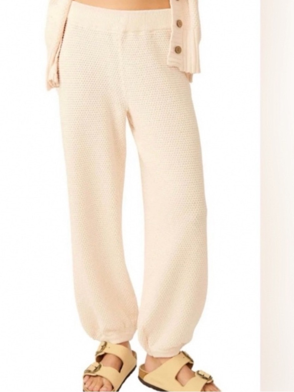 Free People Beach Pants Womens Cream Hailee Jogger Coastal Lounge Medium